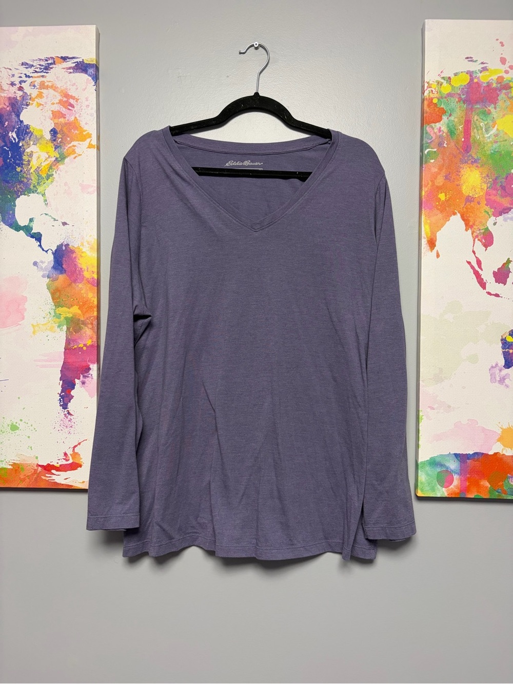 Eddie Bauer Lavender V-Neck Long Sleeve Tee